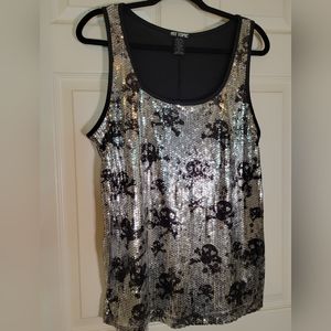 Hot Topic Sequin Skull Tank Top Size XL